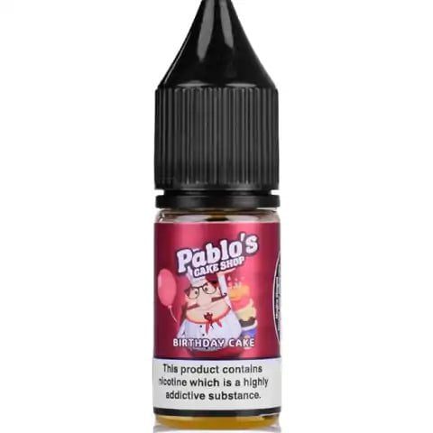 Pablos Cake Shop Nic Salt E-Liquids 20mg / Birthday Cake On White Background