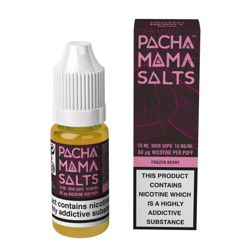 Pacha Mama Nic Salt E-Liquid Frozen Berry / 10mg On White Background