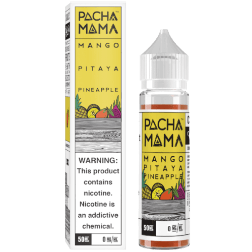 Pachamama By Charlies Chalk Dust 50ml Shortfill Juice Range (NEW FLAVOURS) Mango, Pitaya, and Pineapple On White Background