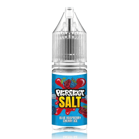 Perfect Vape Nic Salt E-Liquids 10mg / Blue Raspberry Cherry Ice On White Background