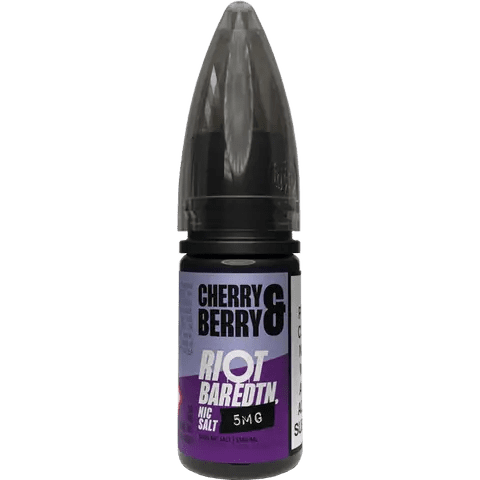 riot squad bar salts cherry & berry vape juice bottle on clear background