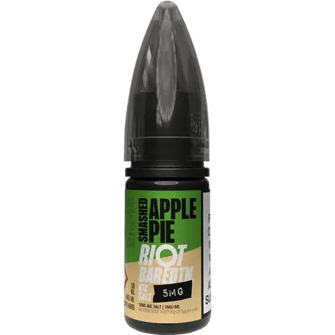 riot squad bar salts smashed apple pie vape juice bottle on clear background