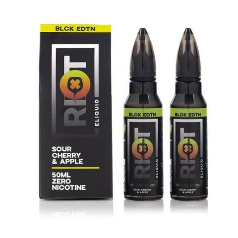 Riot Squad Black Edition 100ml Shortfill E-Liquids Sour Cherry & Apple On White Background