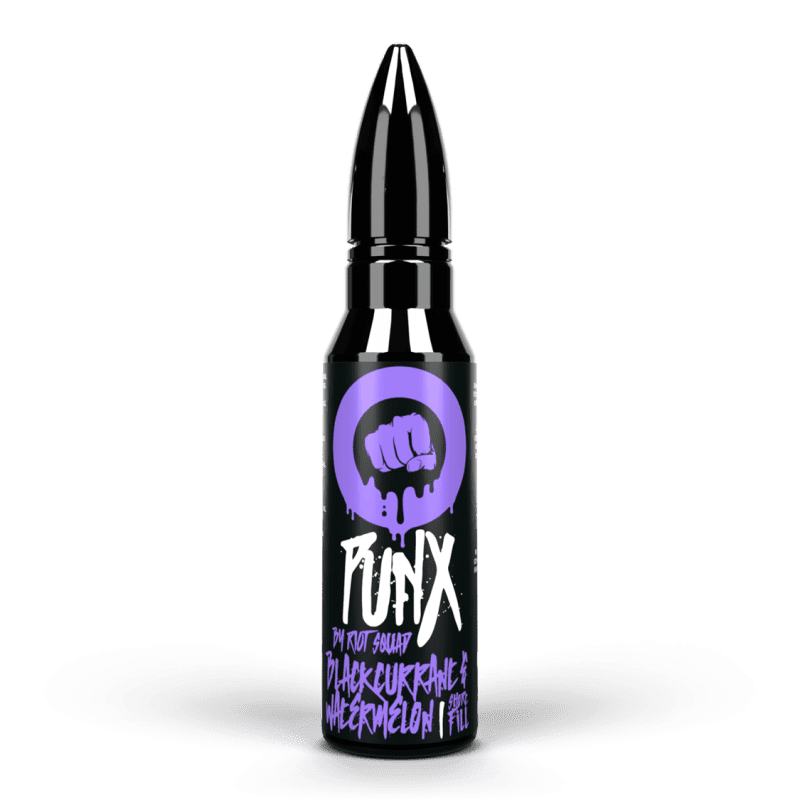 Riot Squad PUNX 50ml Shortfill Blackcurrant & Watermelon On White Background