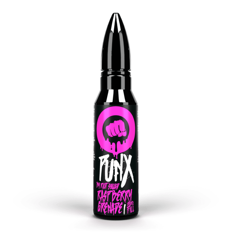 Riot Squad PUNX 50ml Shortfill Raspberry Grenade On White Background