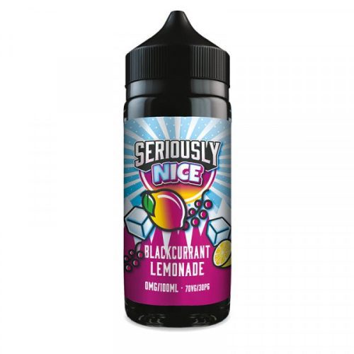 Seriously Nice 100ml Shortfill E-Liquid by Doozy Vape Co Blackcurrant Lemonade On White Background