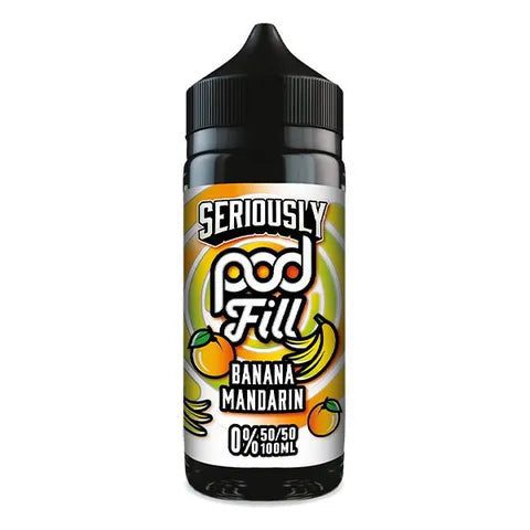 seriously podfill 100ml banana mandarin on white background