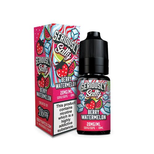 Seriously Salty 10ml Nic Salt E-Liquid Berry Watermelon / 5mg On White Background