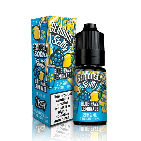 Seriously Salty Sodas 10ml Nic Salts 10mg / Blue Razz Lemonade On White Background