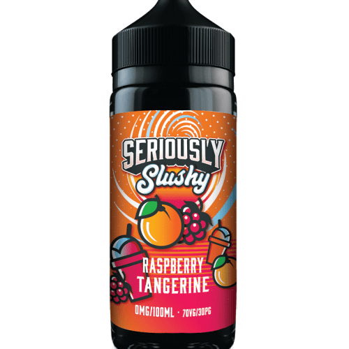 Seriously Slushy 100ml Shortfill E-Liquid by Doozy Vape Co Raspberry Tangerine On White Background