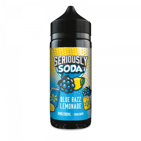 Seriously Soda 100ml Shortfill by Doozy Vape Blue Razz Lemonade On White Background