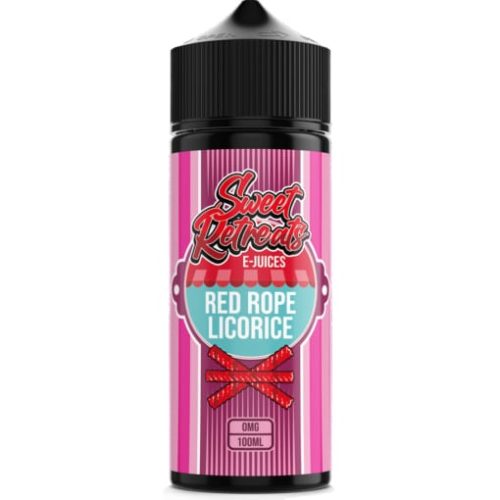 Sweet Retreats 100ml Shortfill E-Liquid Red Rope Licorice On White Background