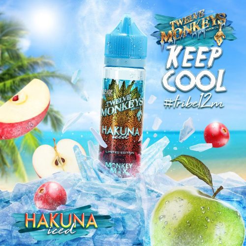 Twelve Monkeys Ice Age E-Liquid 50ml Shortfill Hakuna Iced On White Background