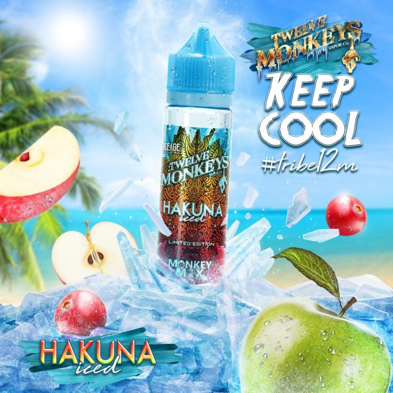 Twelve Monkeys Ice Age E-Liquid 50ml Shortfill Hakuna Iced On White Background