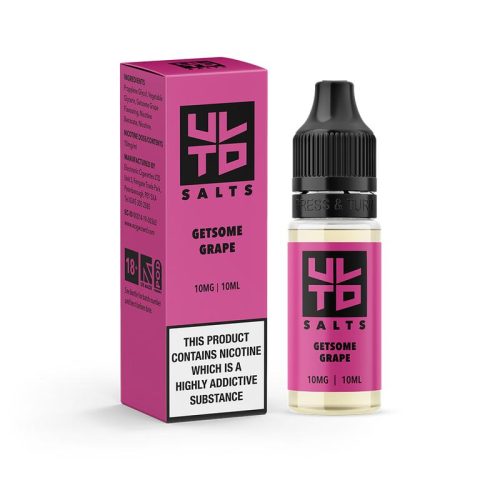 ULTD E-Liquids 10ml Nic Salts 10mg / Getsome Grape On White Background