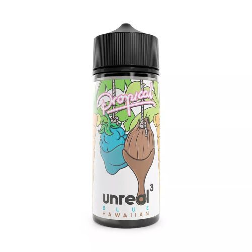 Unreal 3 Propical 100ml Shortfill E-Liquids Blue Hawaiian On White Background