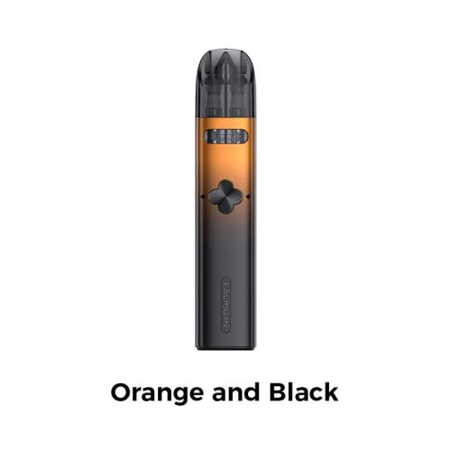 uwell caliburn explorer pod vape kit orange black on white background