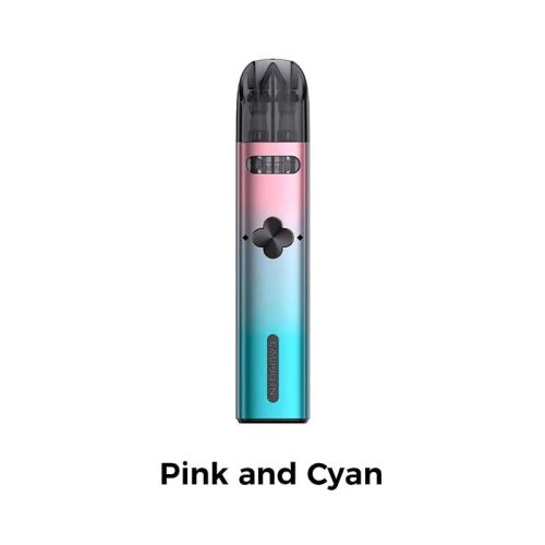 uwell caliburn explorer pod vape kit pink cyan on white background