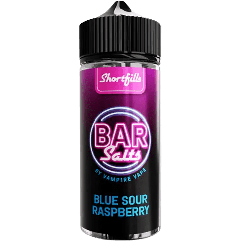 vampire vape bar salts shortfill blue sour raspberry bottle on a clear background