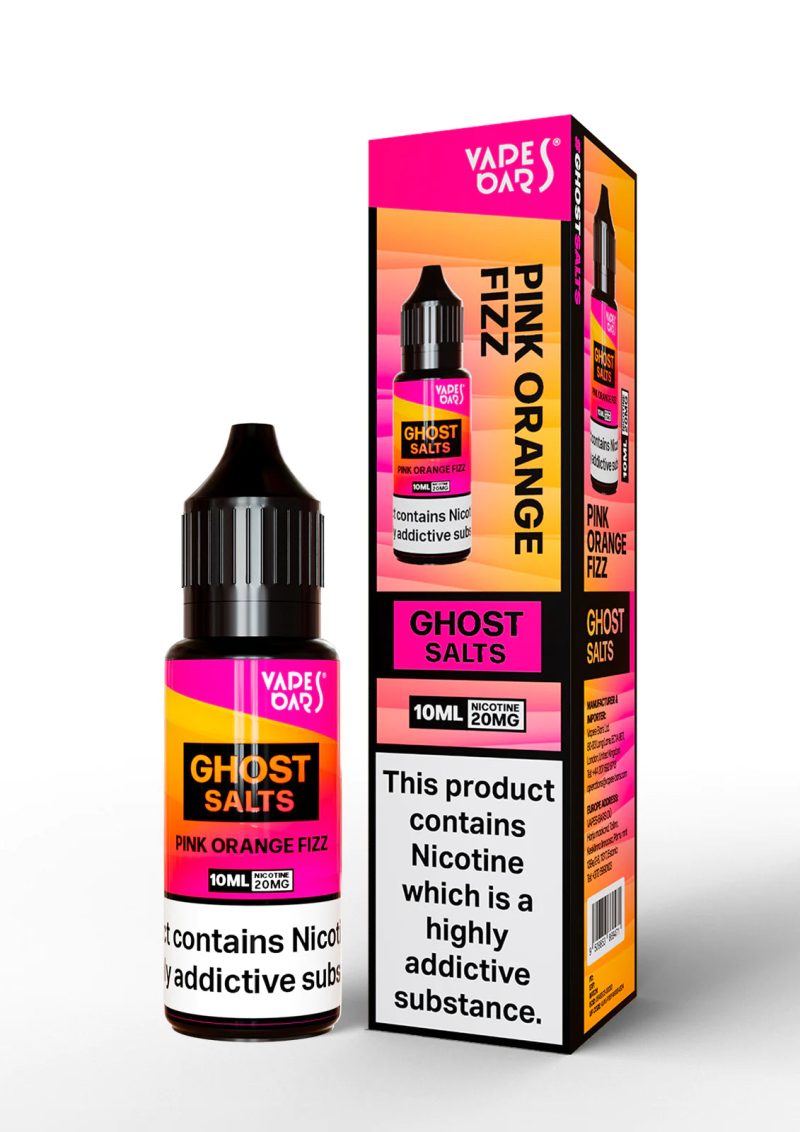 vapes bars ghost salts pink orange fizz on white background