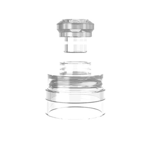 Yachtvape Claymore RDA Cap with Drip Tip Clear On White Background